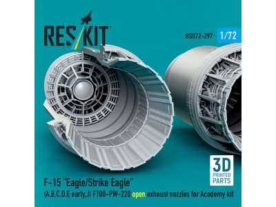 F?15 Eagle/Strike Eagle (A, B, C, D, E early, J) F100-PW-220 open exhaust nozzles for Academy kit (3D Printed) 