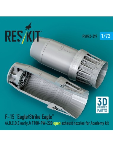F?15 Eagle/Strike Eagle (A, B, C, D, E early, J) F100-PW-220 open exhaust nozzles for Academy kit (3D Printed) 