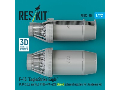 F?15 Eagle/Strike Eagle (A, B, C, D, E early, J) F100-PW-220 closed exhaust nozzles for Academy kit (3D Printed) 