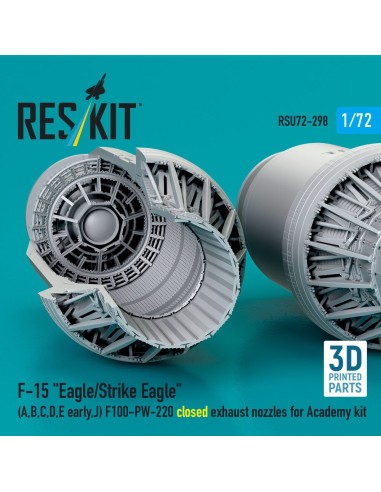 F?15 Eagle/Strike Eagle (A, B, C, D, E early, J) F100-PW-220 closed exhaust nozzles for Academy kit (3D Printed) 