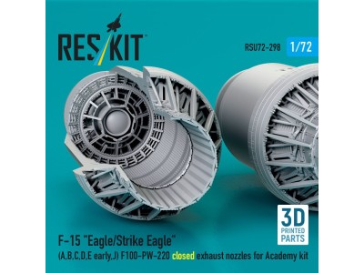 F?15 Eagle/Strike Eagle (A, B, C, D, E early, J) F100-PW-220 closed exhaust nozzles for Academy kit (3D Printed) 