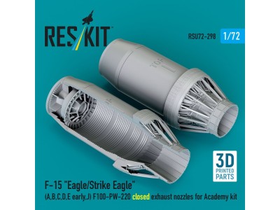 F?15 Eagle/Strike Eagle (A, B, C, D, E early, J) F100-PW-220 closed exhaust nozzles for Academy kit (3D Printed) 