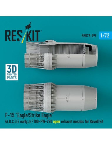 F?15 Eagle/Strike Eagle (A, B, C, D, E early, J) F100-PW-220 open exhaust nozzles for Revell kit (3D Printed) 