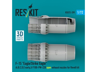 F?15 Eagle/Strike Eagle (A, B, C, D, E early, J) F100-PW-220 open exhaust nozzles for Revell kit (3D Printed) 
