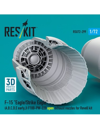 F?15 Eagle/Strike Eagle (A, B, C, D, E early, J) F100-PW-220 open exhaust nozzles for Revell kit (3D Printed) 