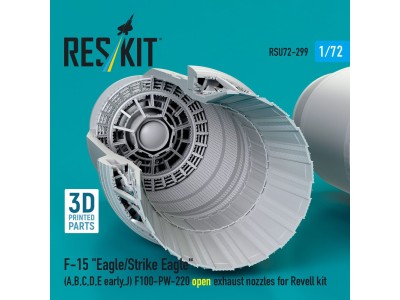 F?15 Eagle/Strike Eagle (A, B, C, D, E early, J) F100-PW-220 open exhaust nozzles for Revell kit (3D Printed) 