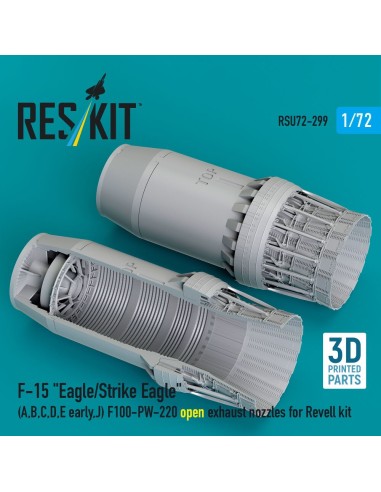 F?15 Eagle/Strike Eagle (A, B, C, D, E early, J) F100-PW-220 open exhaust nozzles for Revell kit (3D Printed) 