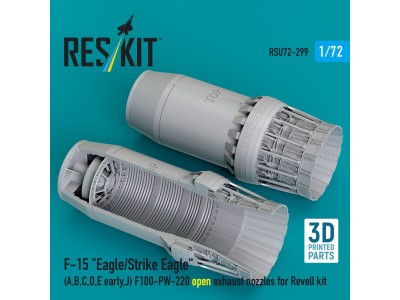 F?15 Eagle/Strike Eagle (A, B, C, D, E early, J) F100-PW-220 open exhaust nozzles for Revell kit (3D Printed) 