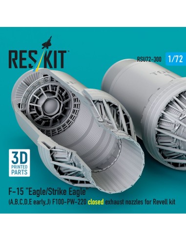 F?15 Eagle/Strike Eagle (A, B, C, D, E early, J) F100-PW-220 closed exhaust nozzles for Revell kit (3D Printed) 