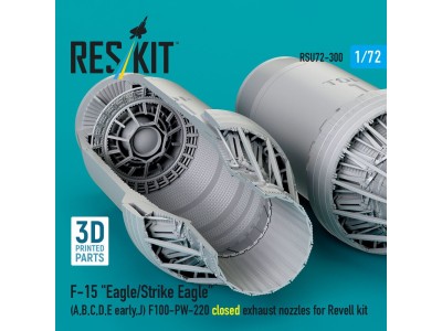F?15 Eagle/Strike Eagle (A, B, C, D, E early, J) F100-PW-220 closed exhaust nozzles for Revell kit (3D Printed) 