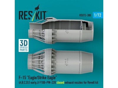 F?15 Eagle/Strike Eagle (A, B, C, D, E early, J) F100-PW-220 closed exhaust nozzles for Revell kit (3D Printed) 
