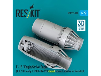 F?15 Eagle/Strike Eagle (A, B, C, D, E early, J) F100-PW-220 closed exhaust nozzles for Revell kit (3D Printed) 