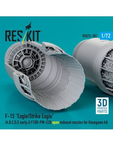 F?15 Eagle/Strike Eagle (A, B, C, D, E early, J) F100-PW-220 open exhaust nozzles for Hasegawa kit (3D Printed) 