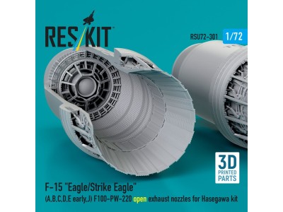 F?15 Eagle/Strike Eagle (A, B, C, D, E early, J) F100-PW-220 open exhaust nozzles for Hasegawa kit (3D Printed) 