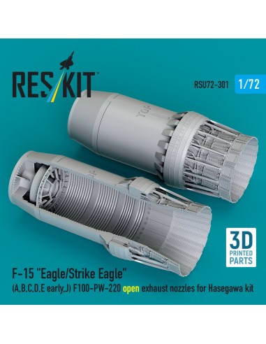 F?15 Eagle/Strike Eagle (A, B, C, D, E early, J) F100-PW-220 open exhaust nozzles for Hasegawa kit (3D Printed) 