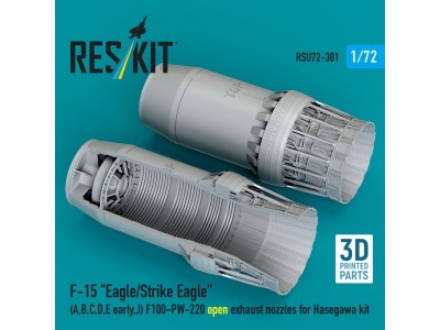 F?15 Eagle/Strike Eagle (A, B, C, D, E early, J) F100-PW-220 open exhaust nozzles for Hasegawa kit (3D Printed) 