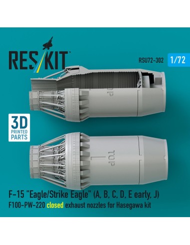 F?15 Eagle/Strike Eagle (A, B, C, D, E early, J) F100-PW-220 closed exhaust nozzles for Hasegawa kit (3D Printed) 