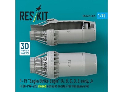 F?15 Eagle/Strike Eagle (A, B, C, D, E early, J) F100-PW-220 closed exhaust nozzles for Hasegawa kit (3D Printed) 