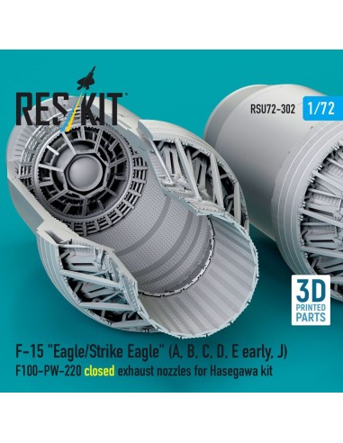 F?15 Eagle/Strike Eagle (A, B, C, D, E early, J) F100-PW-220 closed exhaust nozzles for Hasegawa kit (3D Printed) 