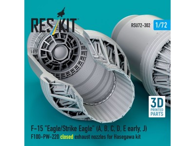 F?15 Eagle/Strike Eagle (A, B, C, D, E early, J) F100-PW-220 closed exhaust nozzles for Hasegawa kit (3D Printed) 