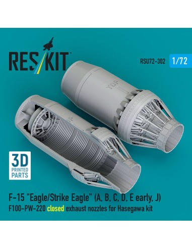 F?15 Eagle/Strike Eagle (A, B, C, D, E early, J) F100-PW-220 closed exhaust nozzles for Hasegawa kit (3D Printed) 