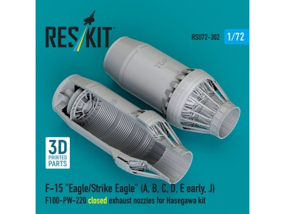 F?15 Eagle/Strike Eagle (A, B, C, D, E early, J) F100-PW-220 closed exhaust nozzles for Hasegawa kit (3D Printed) 