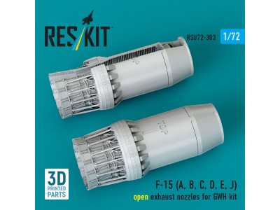 F?15 Eagle/Strike Eagle (A,B,C,D,E early,J) F100-PW-220 open exhaust nozzles for GWH kit (3D Printed) 