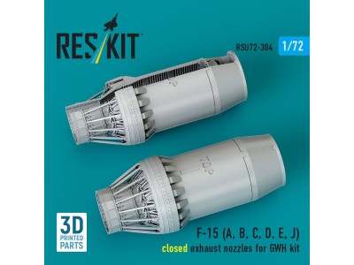 F?15 Eagle/Strike Eagle (A,B,C,D,E early,J) F100-PW-220 closed exhaust nozzles for GWH kit (3D Printed) 