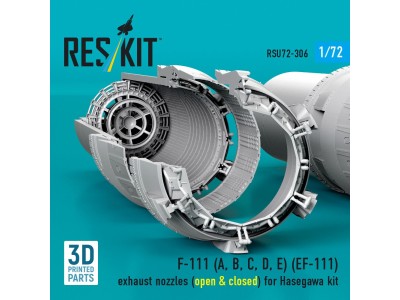 F-111 (A, B, C, D, E) (EF-111) exhaust nozzles (open & closed) for Hasegawa kit (3D Printed) 