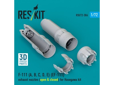 F-111 (A, B, C, D, E) (EF-111) exhaust nozzles (open & closed) for Hasegawa kit (3D Printed) 