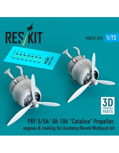 PBY-5/5A/ OA-10A Catalina Propeller, engines & cowling for Academy/Revell/Wolfpack kit (3D printed) 