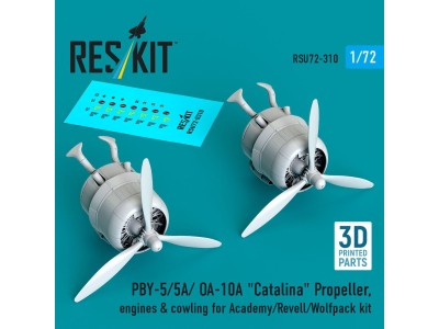 PBY-5/5A/ OA-10A Catalina Propeller, engines & cowling for Academy/Revell/Wolfpack kit (3D printed) 