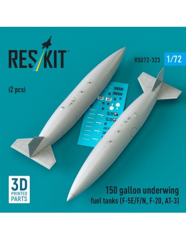 150 gallon underwing fuel tanks (F-5E/F/N, F-20, AT-3) (2 pcs) (3D Printed) 