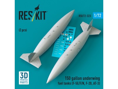 150 gallon underwing fuel tanks (F-5E/F/N, F-20, AT-3) (2 pcs) (3D Printed) 