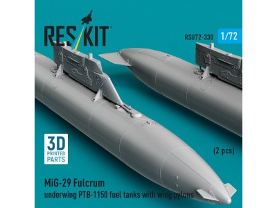 MiG-29 Fulcrum underwing PTB-1150 fuel tanks with wing pylons (2 pcs) (3D Printed) 