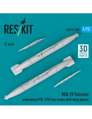 MiG-29 Fulcrum underwing PTB-1150 fuel tanks with wing pylons (2 pcs) (3D Printed) 