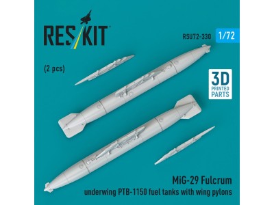 MiG-29 Fulcrum underwing PTB-1150 fuel tanks with wing pylons (2 pcs) (3D Printed) 