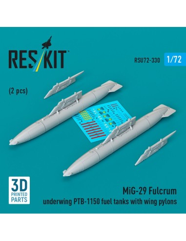 MiG-29 Fulcrum underwing PTB-1150 fuel tanks with wing pylons (2 pcs) (3D Printed) 