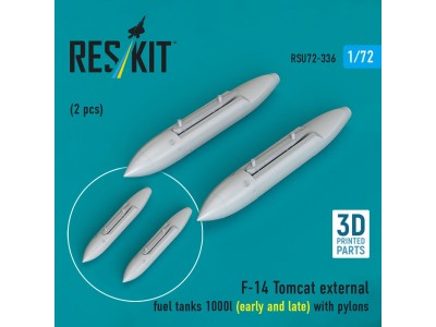 F-14 Tomcat external fuel tanks 1000l (early and late) with pylons (2 pcs) (3D Printed) 