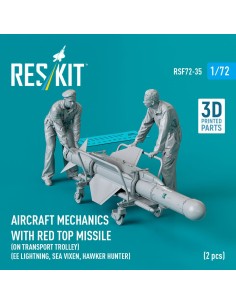 Aircraft mechanics with Red Top missile (on transport trolley) (EE Lightning, Sea Vixen, Hawker Hunter) (2 pcs) (3D Printed) 