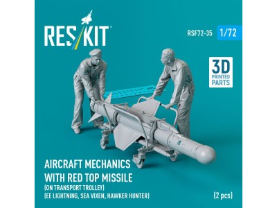 Aircraft mechanics with Red Top missile (on transport trolley) (EE Lightning, Sea Vixen, Hawker Hunter) (2 pcs) (3D Printed) 