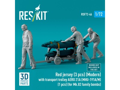 Red jersey (3 pcs) (Modern) with transport trolley AERO 21A (MHU-191A/M) (1 pcs) (for Mk.82 family bombs) (3D Printed) 