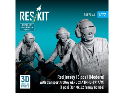 Red jersey (3 pcs) (Modern) with transport trolley AERO 21A (MHU-191A/M) (1 pcs) (for Mk.82 family bombs) (3D Printed) 