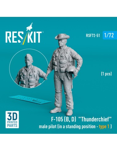 F-105 (D,F,G) Thunderchief male pilot (in a standing position - type 1) (1 pcs) (3D Printed) 