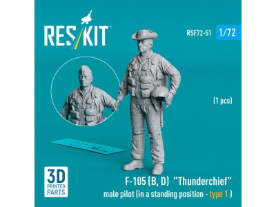 F-105 (D,F,G) Thunderchief male pilot (in a standing position - type 1) (1 pcs) (3D Printed) 