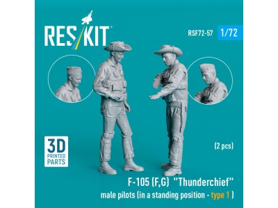 F-105 (F, G) Thunderchief male pilots (in a standing position - type 1 ) (2 pcs) (3D Printed) 