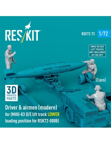 Driver & airmen (modern) (3 pcs) (MHU-83 D/E lift truck LOWER loading position for RSK72-0008) (3D Printed) 