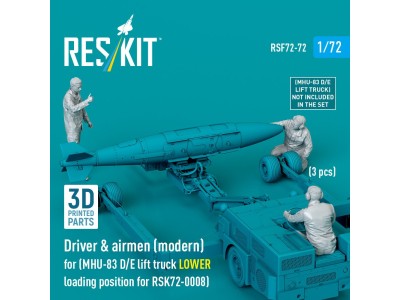 Driver & airmen (modern) (3 pcs) (MHU-83 D/E lift truck LOWER loading position for RSK72-0008) (3D Printed) 