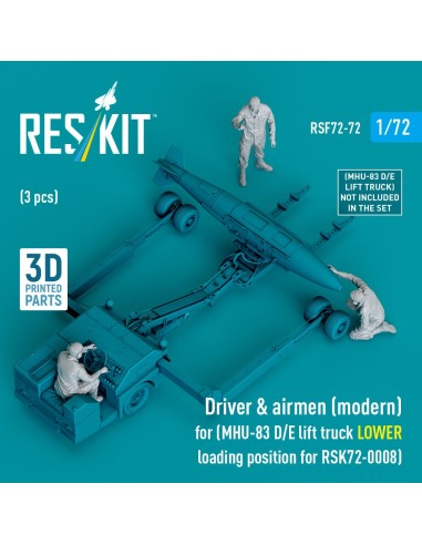 Driver & airmen (modern) (3 pcs) (MHU-83 D/E lift truck LOWER loading position for RSK72-0008) (3D Printed) 