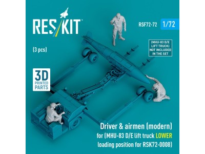 Driver & airmen (modern) (3 pcs) (MHU-83 D/E lift truck LOWER loading position for RSK72-0008) (3D Printed) 